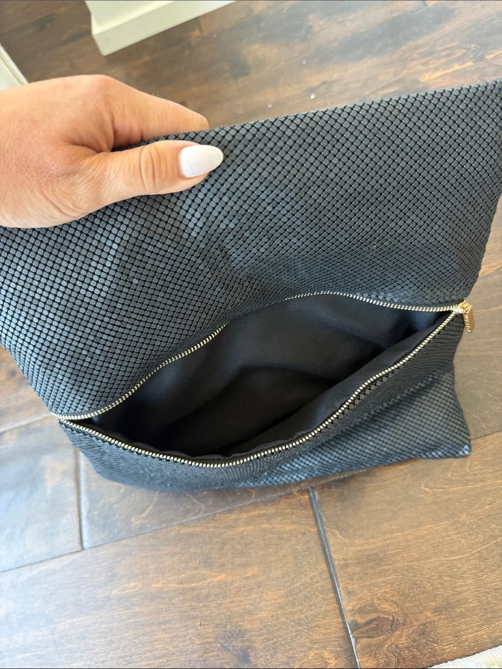 Shiraleah Black Mesh Fold-Over Clutch